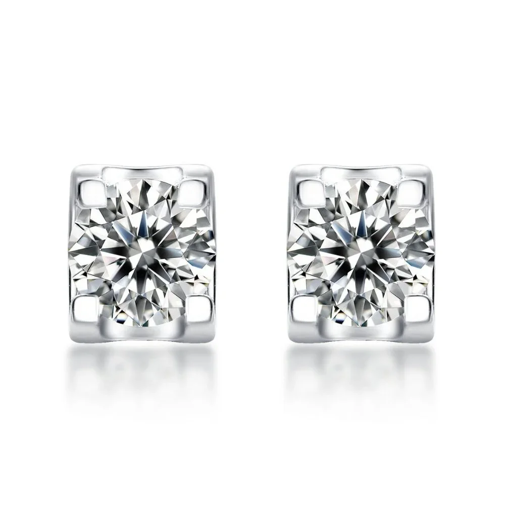Certified 2ct. t.w. Moissanite Diamond 4 Prone Solitaire Stud Earrings NEW